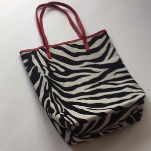 Elizabeth Arden Zebra Stripe Tote, Red Straps